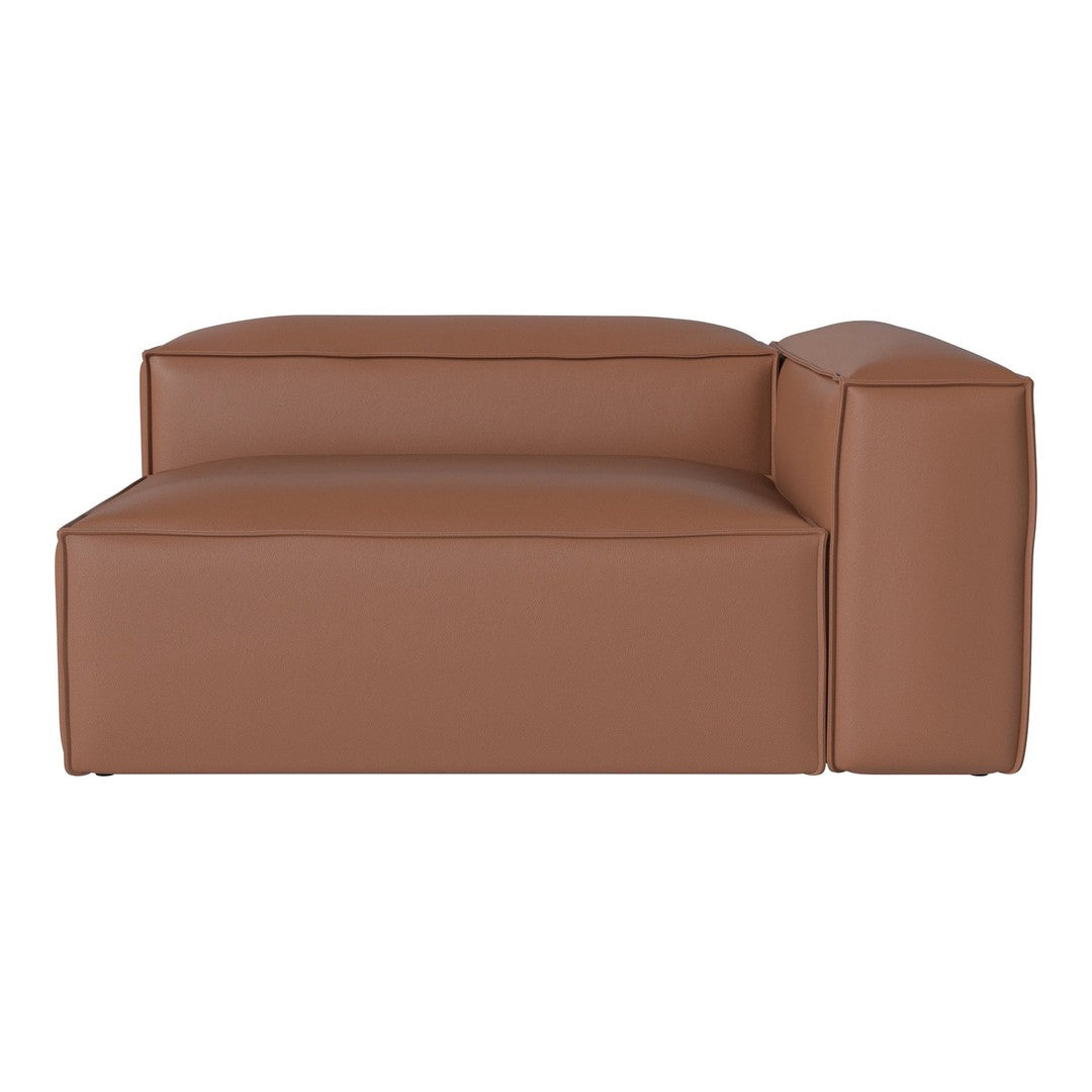 Brown leather modular sofa with a sleek, minimalist design and clean lines. Perfect for contemporary living spaces.