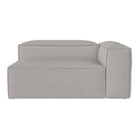 Light gray sectional sofa with a minimalist design and smooth fabric texture, perfect for modern interiors.