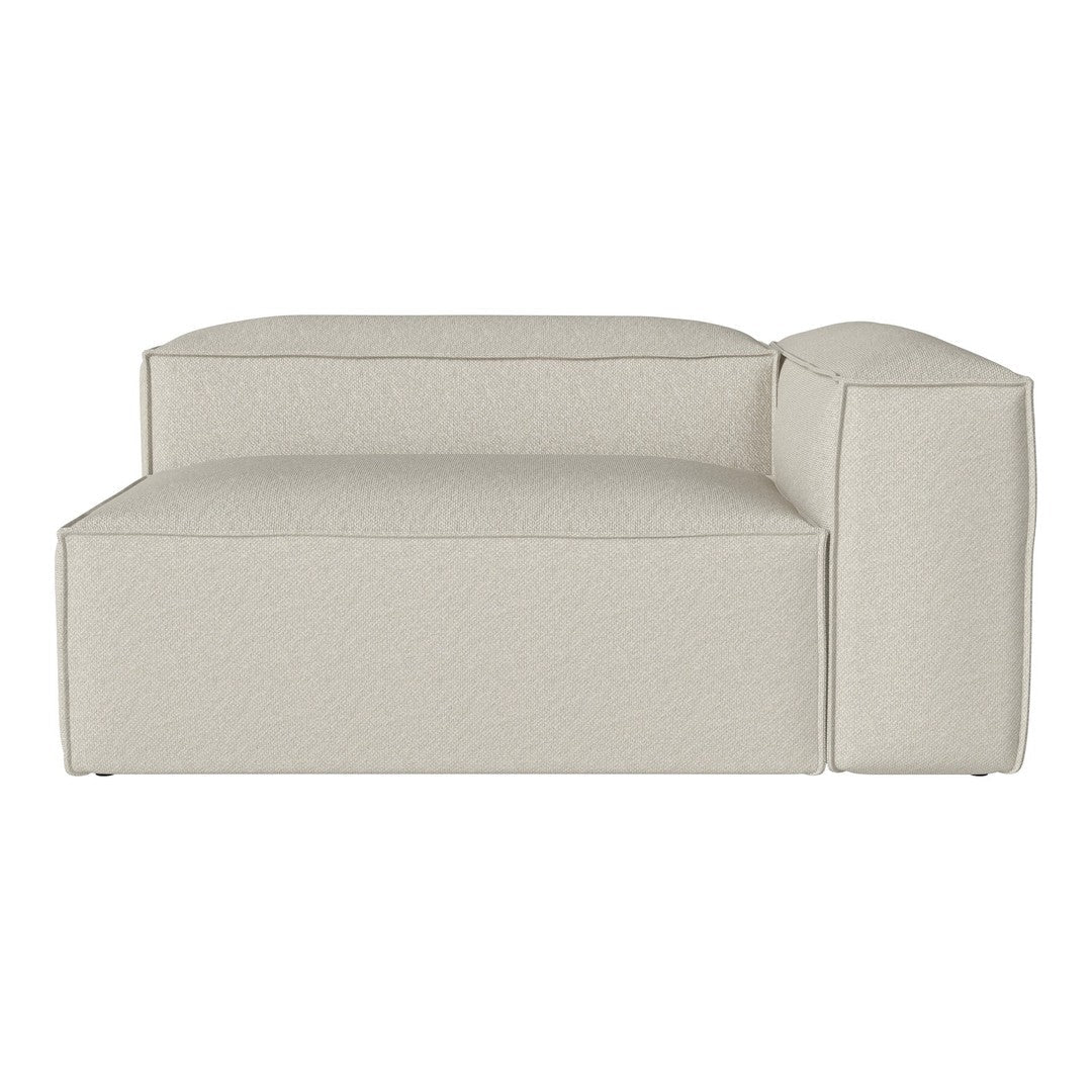 Neutral beige sectional sofa with a textured fabric and minimalist design, perfect for modern decor.
