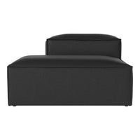 Elegant black sofa with sleek, modern lines and a smooth, textured upholstery. Perfect for contemporary decor.