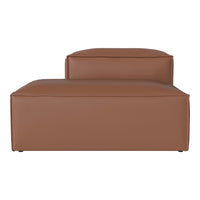 Brown leather lounge chair with sleek, contemporary design and minimalist pattern. Ideal for modern interiors.