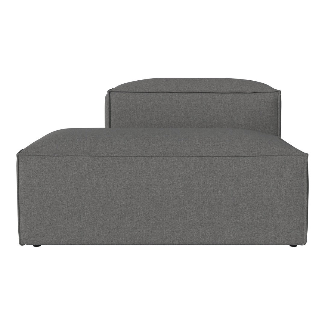 Gray upholstered modular sofa with a sleek, modern design and minimalist style. Soft texture with no visible patterns.