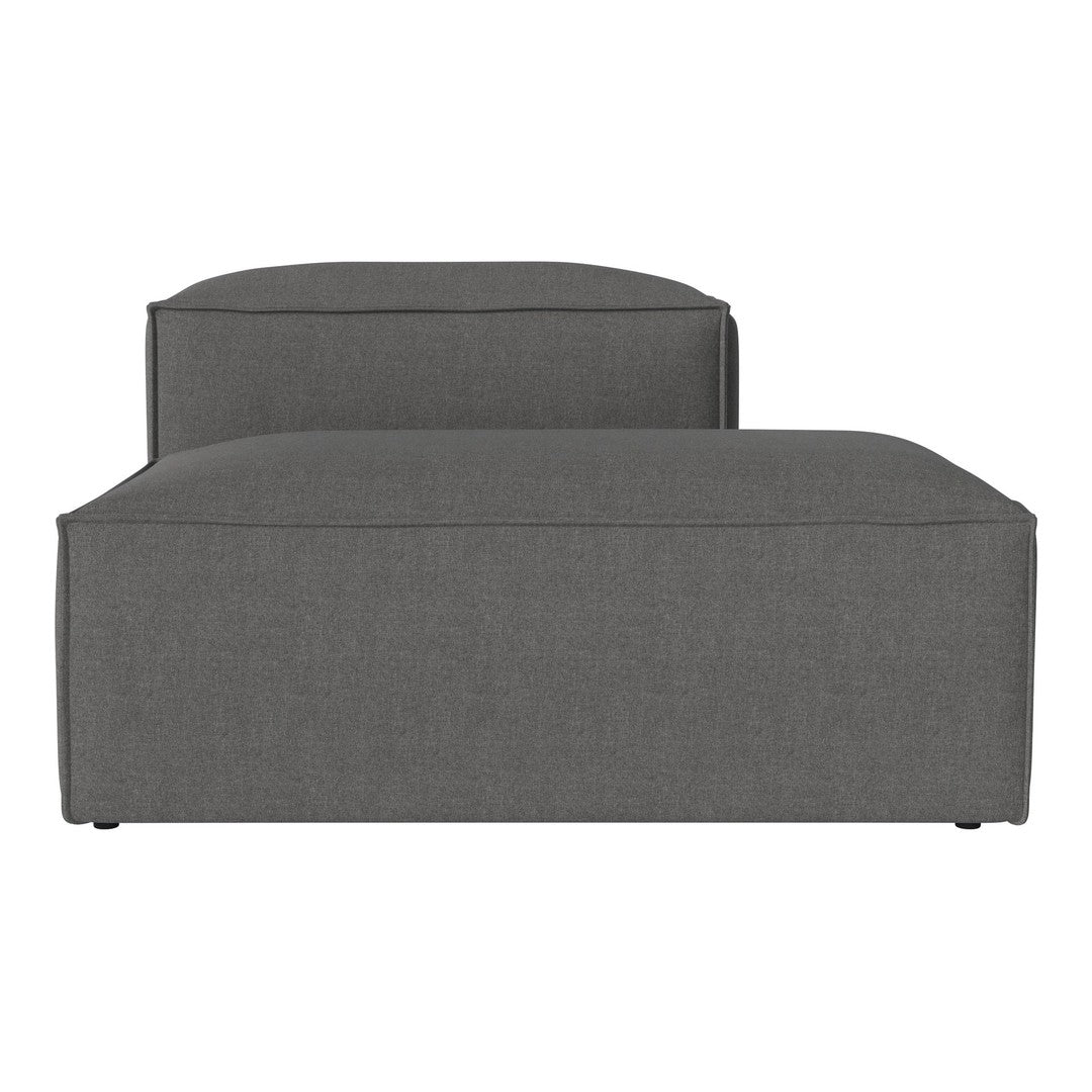Gray upholstered ottoman with a sleek, modern design and smooth fabric texture, perfect for contemporary interiors.