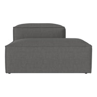 Gray upholstered ottoman with a sleek, modern design and smooth fabric texture, perfect for contemporary interiors.