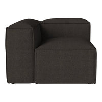 Dark brown upholstered corner sofa with a minimalist design and soft texture, perfect for modern interiors.