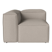 Beige upholstered sofa section with a textured weave pattern, perfect for modern interior decor.