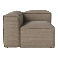 Light brown sectional sofa with subtle striped pattern, perfect for modern decor. Cozy and stylish addition to any room.