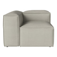 Light gray modular sofa section with a smooth, minimalist design and clean lines, perfect for modern interiors.