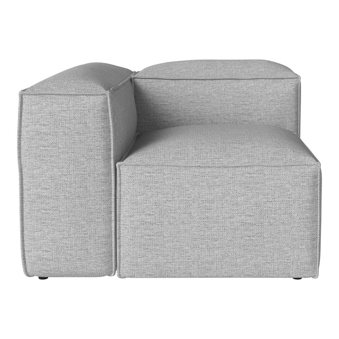 Gray textured fabric armchair with a modern, minimalist design. Perfect for stylish living spaces.