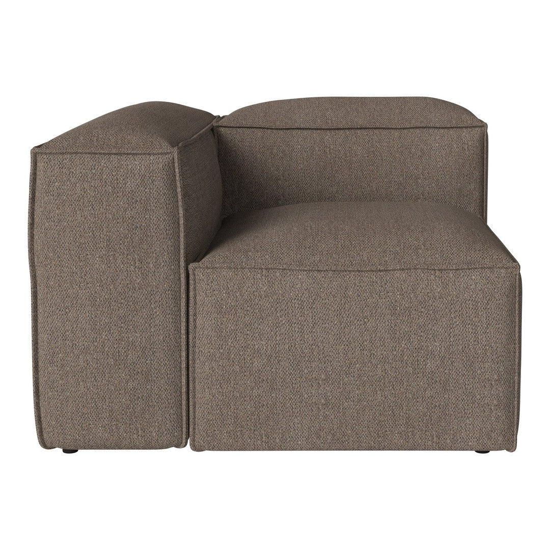 Brown fabric sofa section with a sleek, modern design and subtle texture, perfect for contemporary interiors.