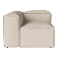 Beige corner sofa with a textured fabric, featuring a minimalist design and clean lines. Perfect for modern decor.