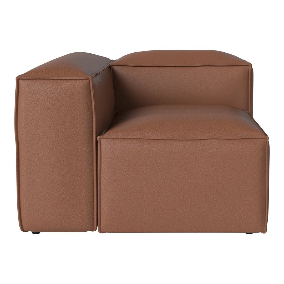Brown modern armchair with sleek, minimalist design and smooth upholstery. Perfect for contemporary interiors.
