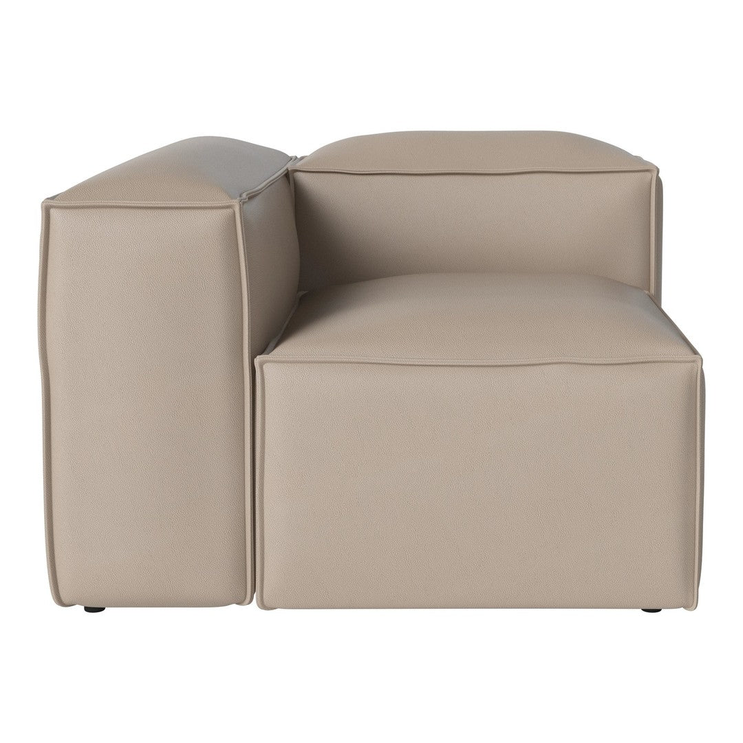 Beige modular sofa with smooth texture and minimalistic design, ideal for modern spaces.