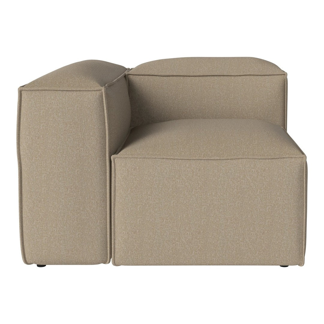 Textured beige sectional sofa with clean lines and a modern design. Perfect for contemporary living spaces.