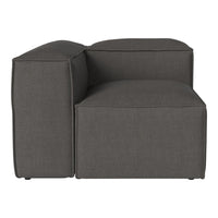 Gray modular couch section with a smooth, textured fabric and modern, minimalist design.