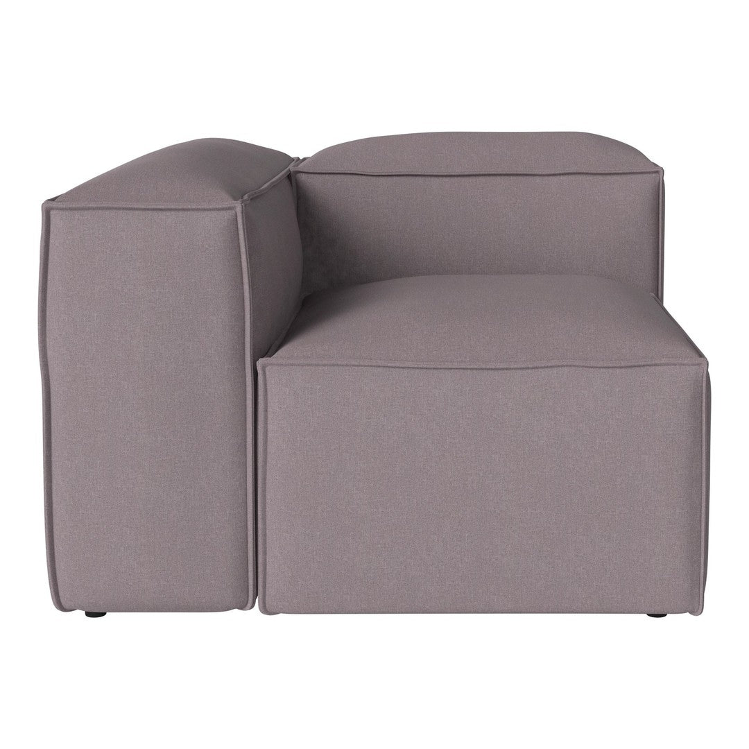 Modern gray sectional sofa with clean lines and a smooth fabric texture, ideal for contemporary decor.