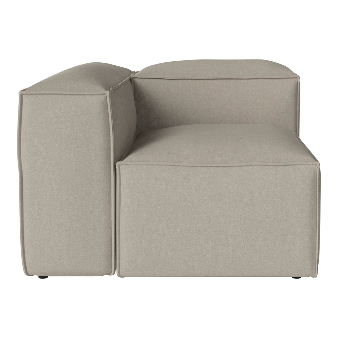 Light gray fabric sectional sofa with a minimalist design and clean lines, perfect for modern interiors.
