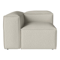 Light beige sectional couch with a smooth, textured fabric and modern minimalist design. Ideal for contemporary spaces.