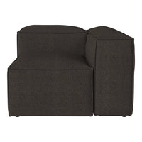 Dark gray sectional sofa with a sleek, minimalistic design and textured fabric pattern. Ideal for modern decor.