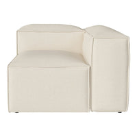 Cream-colored modular sofa section with a smooth, textured fabric and clean lines. Ideal for modern decor.