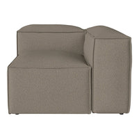 Taupe sectional couch with a textured, plush fabric, featuring clean lines and a minimalist design. Ideal for modern interiors.