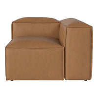 Stylish brown leather corner chair with sleek, modern design and smooth textures. Perfect for contemporary spaces.