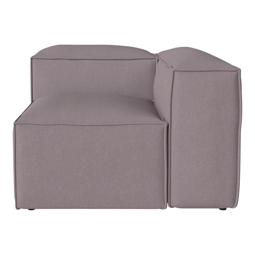 Gray modular sofa section with minimalist design and soft fabric texture, perfect for modern interior decor.