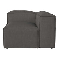 "Modern dark gray sectional sofa with clean lines and a textured fabric finish, perfect for contemporary interiors."