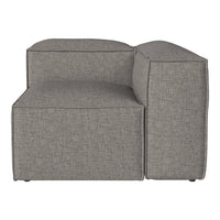 Gray fabric corner sofa with a textured pattern, featuring clean lines and a modern aesthetic. Ideal for contemporary spaces.