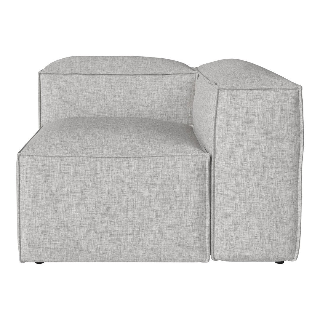 Gray modular sofa section with a smooth, textured fabric and simple, modern design for versatile styling.