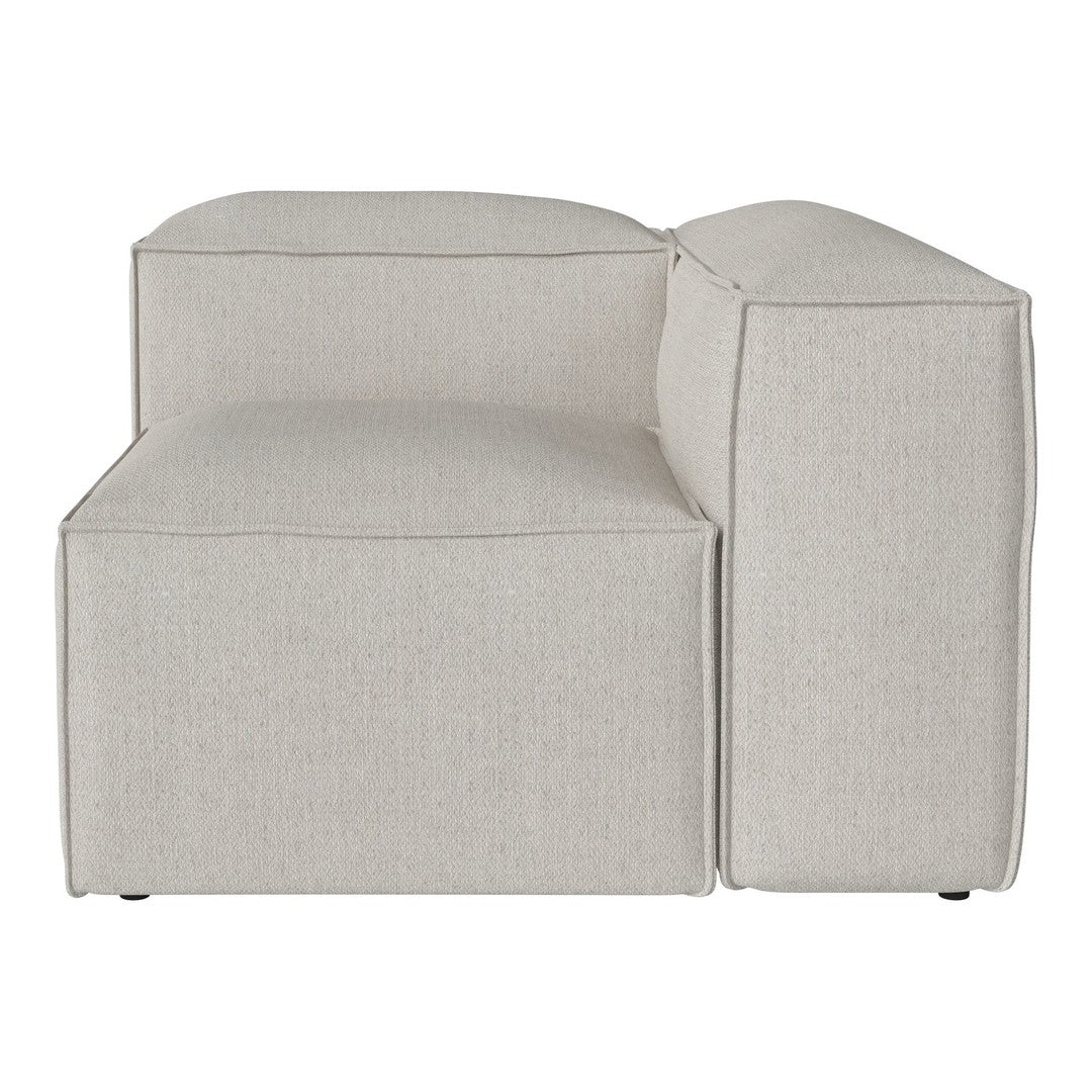 Light gray sectional couch with a textured fabric and minimalist design, perfect for modern interiors.