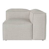 Light gray sectional couch with a textured fabric and minimalist design, perfect for modern interiors.