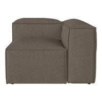 Brown textured sofa section, featuring a minimalist design with soft, muted tones and clean lines.