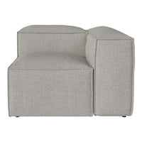 Light gray upholstered sectional sofa with a smooth, textured fabric and clean lines. Perfect for modern decor.