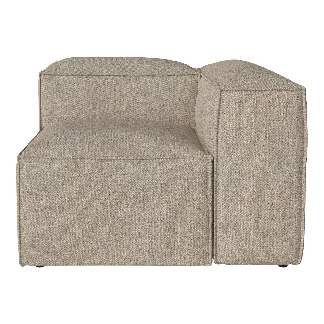 Beige textured fabric corner sofa with subtle woven pattern, perfect for modern living spaces.