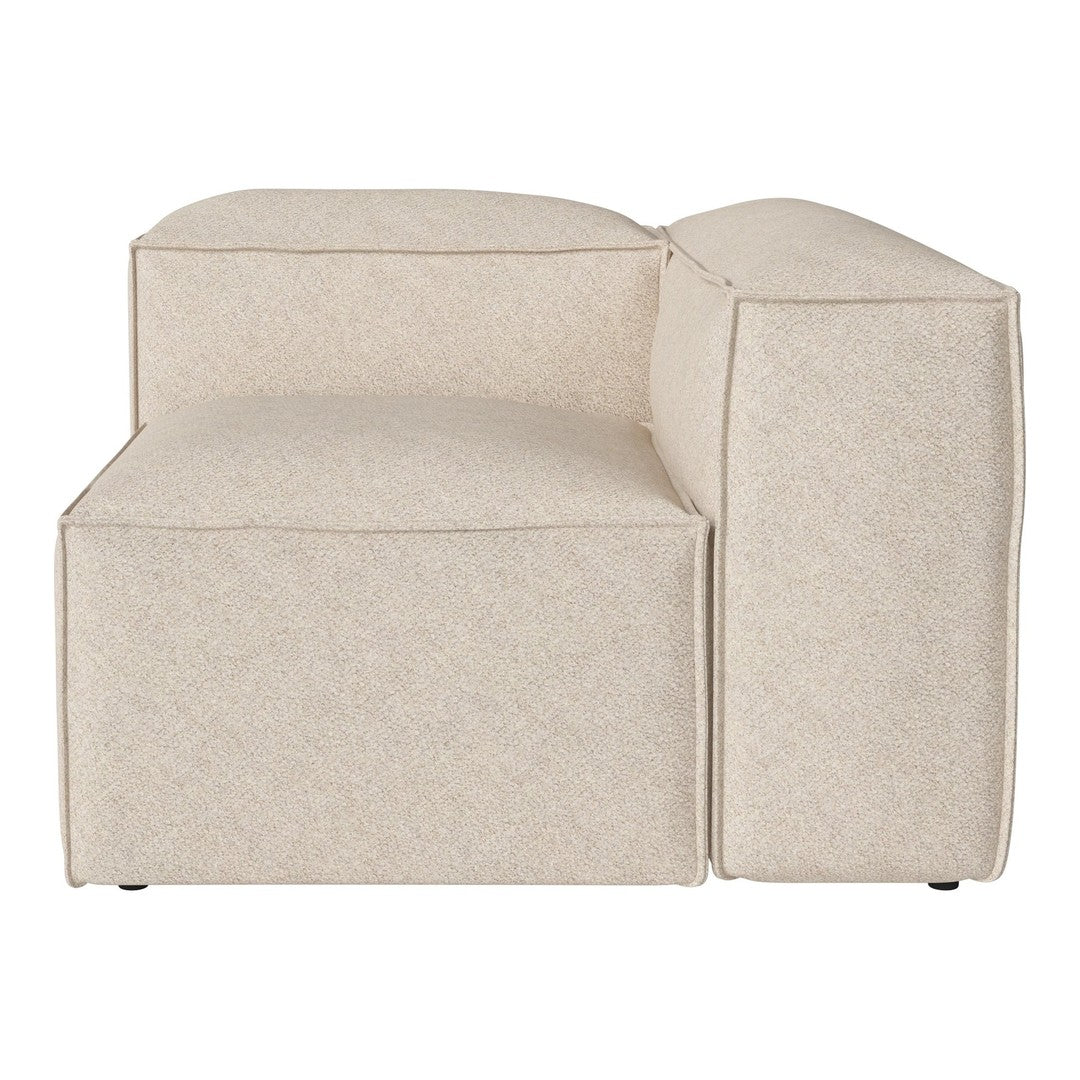 Beige textured sofa with minimalist design and soft contours, perfect for modern interiors.