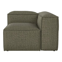 Olive green sectional sofa with subtle textured stripes and a modern design. Perfect for contemporary living spaces.