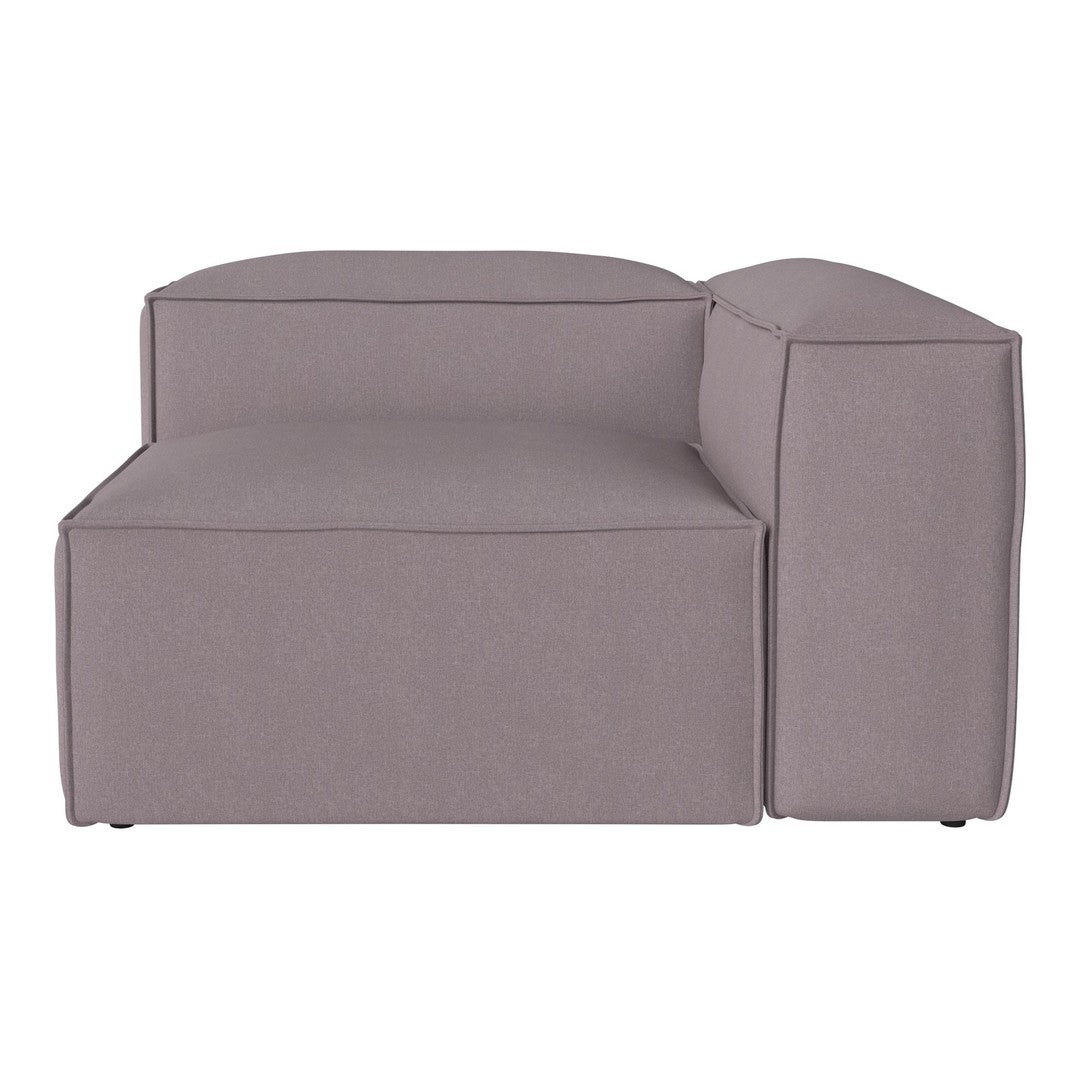 Gray upholstered sectional sofa with a smooth, minimalist design. Ideal for modern living spaces.