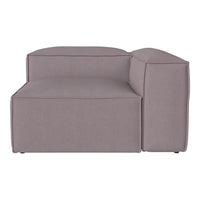 Gray upholstered sectional sofa with a smooth, minimalist design. Ideal for modern living spaces.