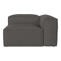 Gray upholstered modular sofa section with a sleek, contemporary design and clean lines. Perfect for modern living spaces.