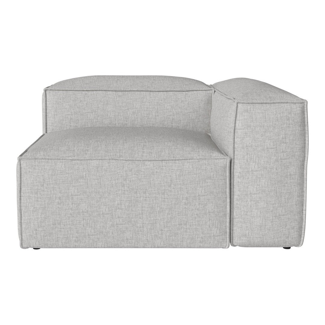Gray sectional sofa with a modern, minimalist design and a textured fabric pattern for stylish comfort.