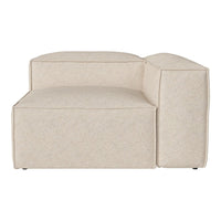 Neutral beige sectional sofa with a subtle textured pattern, perfect for contemporary living spaces.