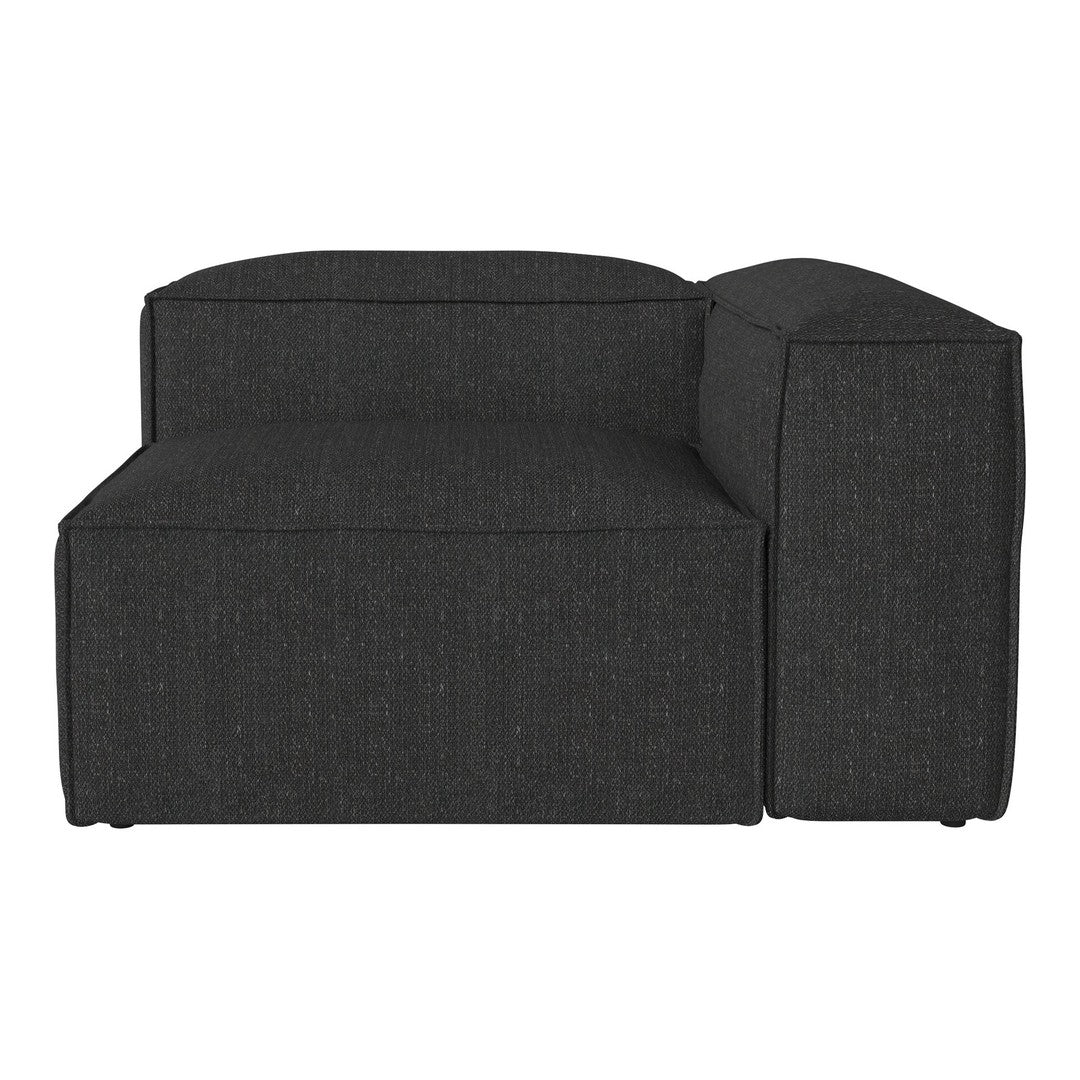 Charcoal gray modular sofa section with a textured fabric finish. Versatile design for modern living spaces.