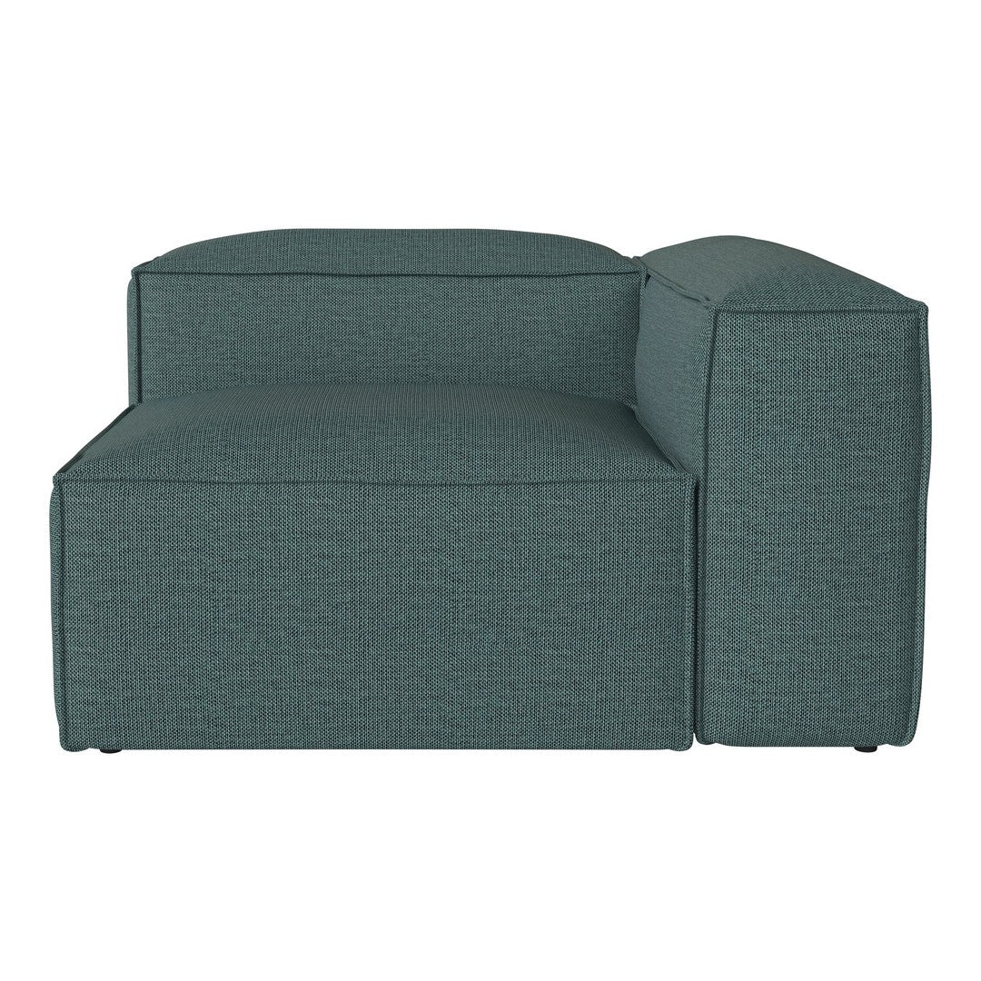 Teal textured fabric sofa with a modern, minimalist design, perfect for contemporary living spaces.