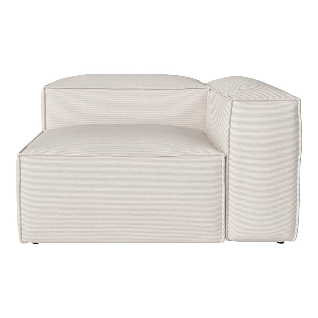 Modern beige modular sofa with sleek lines and subtle ribbed texture for a minimalist look. Perfect for any decor.