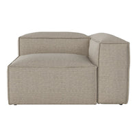 Beige striped sectional couch with a soft texture, perfect for modern home decor. Ideal for stylish living spaces.