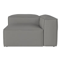 "Light gray modern sectional sofa with sleek, minimalist design and smooth texture."