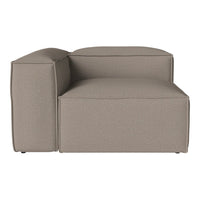 "Beige sectional sofa with smooth, modern contours and a textured, minimalist fabric pattern."