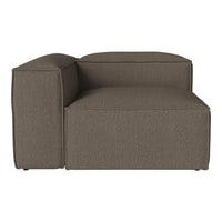 Brown textured fabric chaise lounge with a minimalist design and clean lines. Ideal for modern home decor.