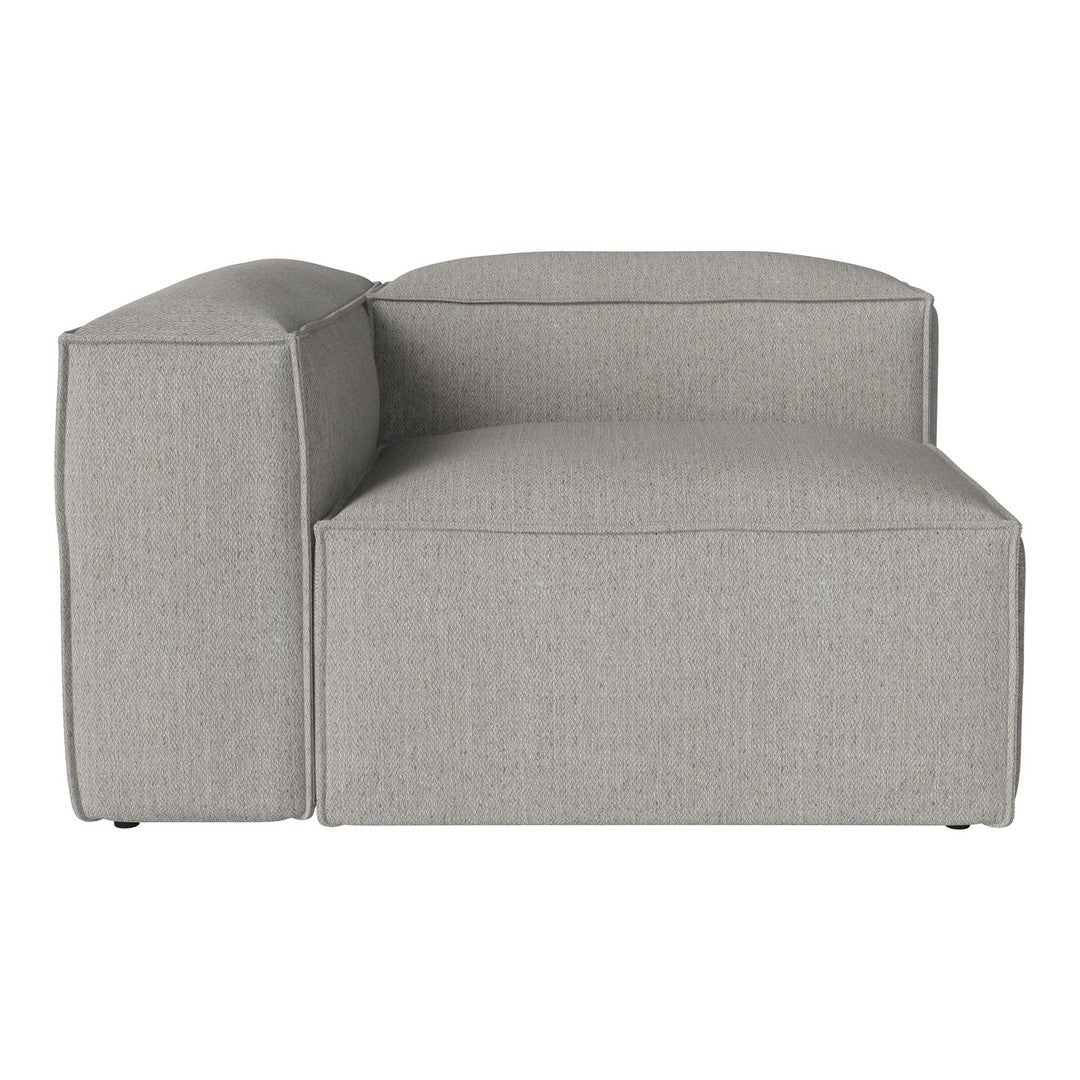 Gray sectional sofa with a smooth, textured fabric and minimalist design. Perfect for modern living spaces.